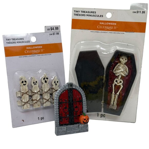 Halloween Skeletons Tombstones Miniatures Lot Celebrate It Tiny Treasures Decor - Picture 4 of 14